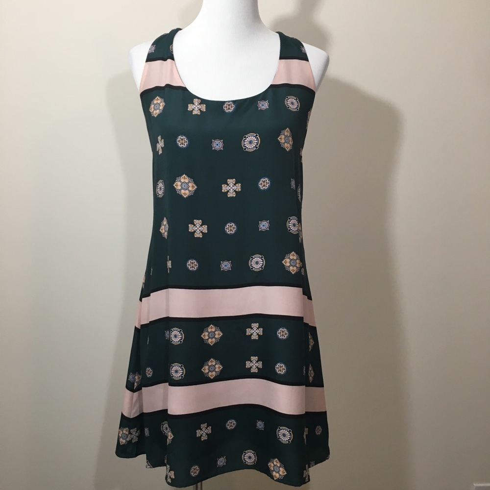 Collective Concepts Dark Green and Blush Midi Dress